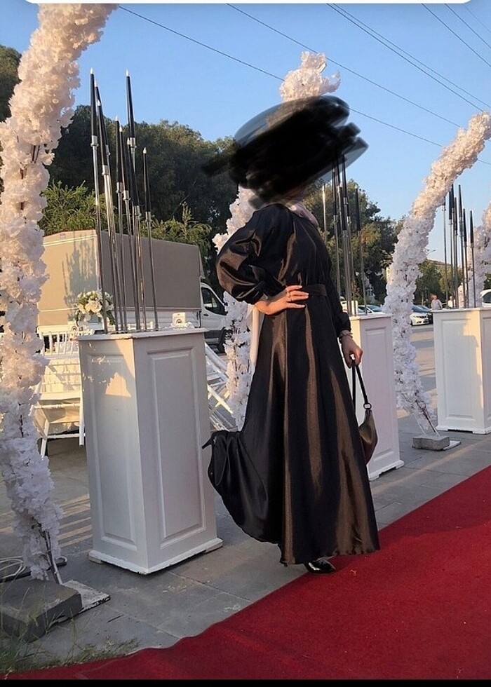 Saten tesettür elbise Mevlana abiye  - Görsel 3