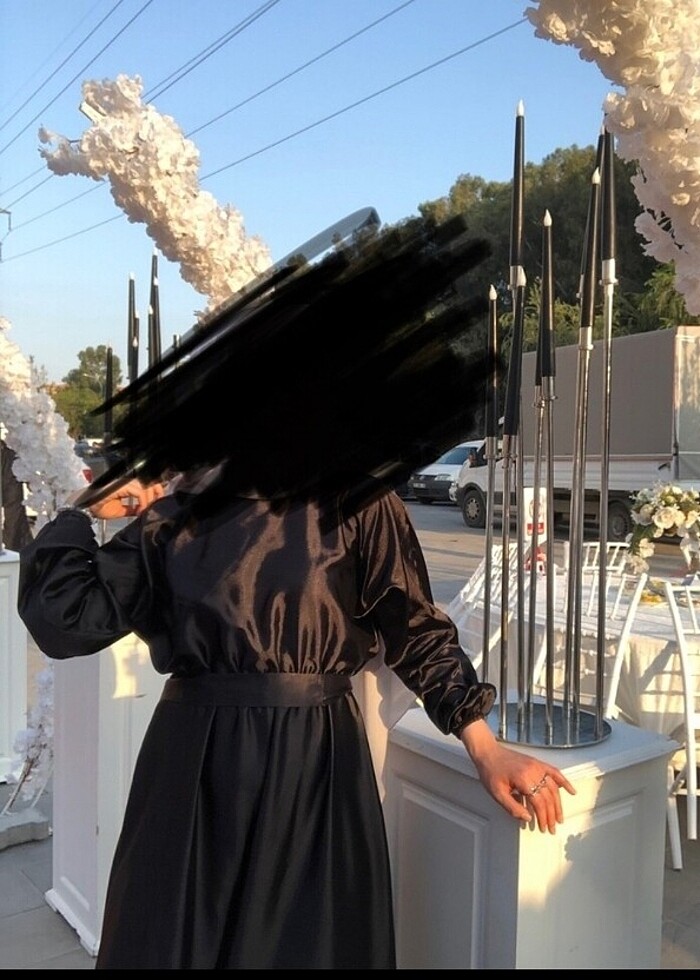 Saten tesettür elbise Mevlana abiye  - Görsel 4