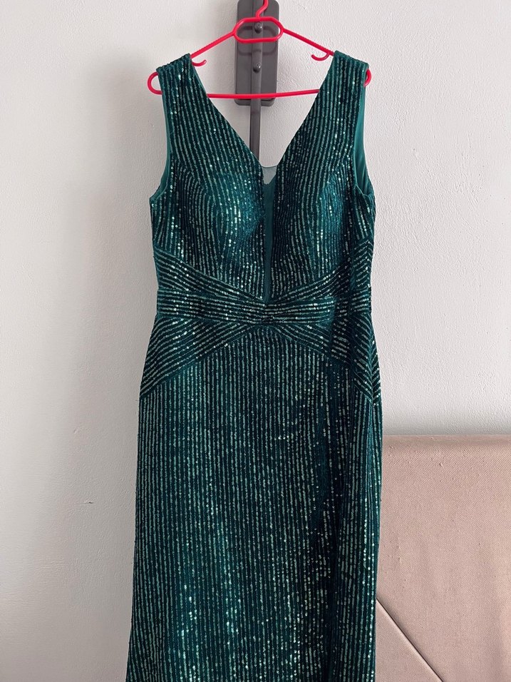 Parlak Turkuaz Pilili Uzun Abiye Elbise - Görsel 2