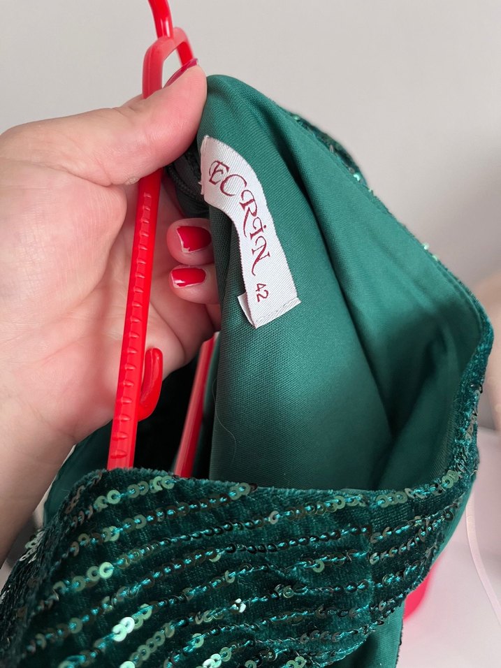 Parlak Turkuaz Pilili Uzun Abiye Elbise - Görsel 3