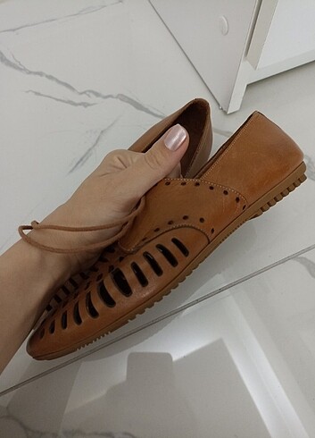 37 Beden kahverengi Renk Elegan Hakiki Deri Ayakkabı 