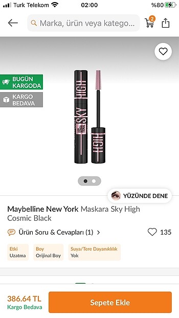 Beden Maybelline Sky High Maskara