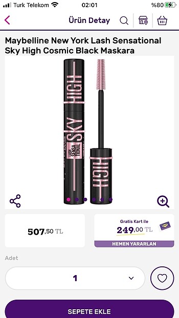 Beden Renk Maybelline Sky High Maskara
