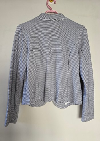 Düğmeli lacivert beyaz gri karışık Kadın fit Ceket - Görsel 9