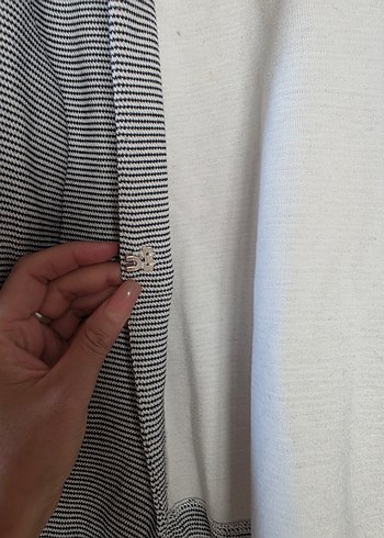 Düğmeli lacivert beyaz gri karışık Kadın fit Ceket - Görsel 5