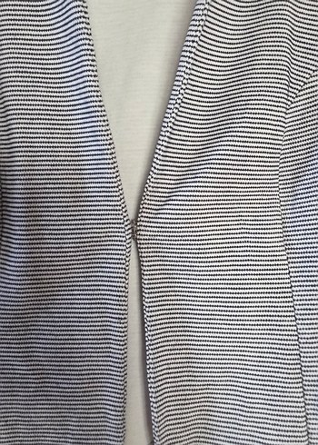 Düğmeli lacivert beyaz gri karışık Kadın fit Ceket - Görsel 7