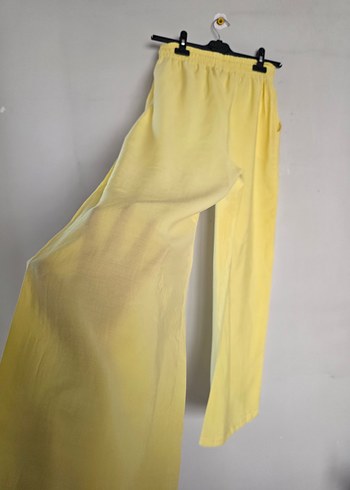 Sarı Kadın Salaş Uzun Kumaş Pantolon - Görsel 9