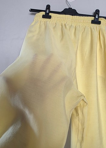 Sarı Kadın Salaş Uzun Kumaş Pantolon - Görsel 10
