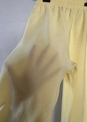 Sarı Kadın Salaş Uzun Kumaş Pantolon - Görsel 8
