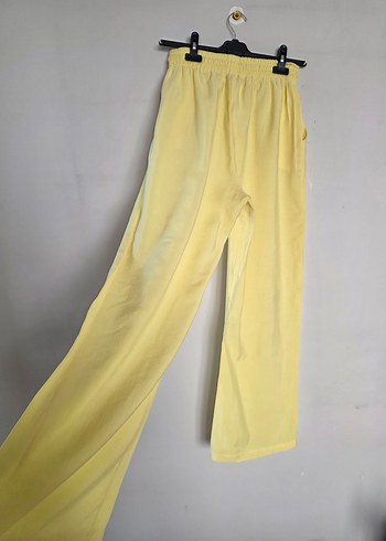 Sarı Kadın Salaş Uzun Kumaş Pantolon - Görsel 5