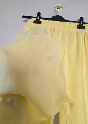 Sarı Kadın Salaş Uzun Kumaş Pantolon - Görsel 6