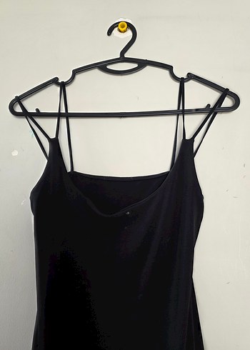 Siyah İnce Askılı Mini Elbise - Görsel 2