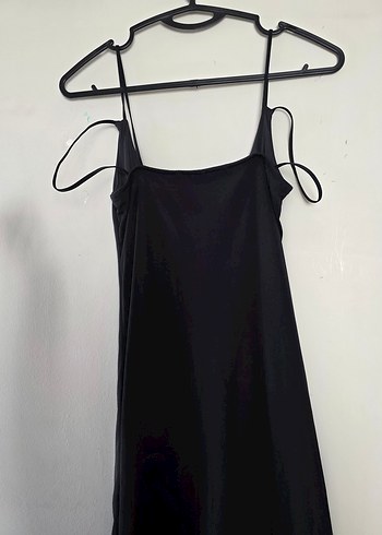 Siyah İnce Askılı Mini Elbise - Görsel 3