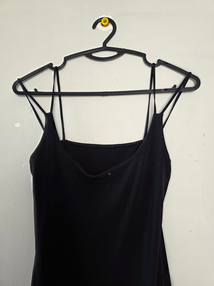 Siyah İnce Askılı Mini Elbise - Görsel 2