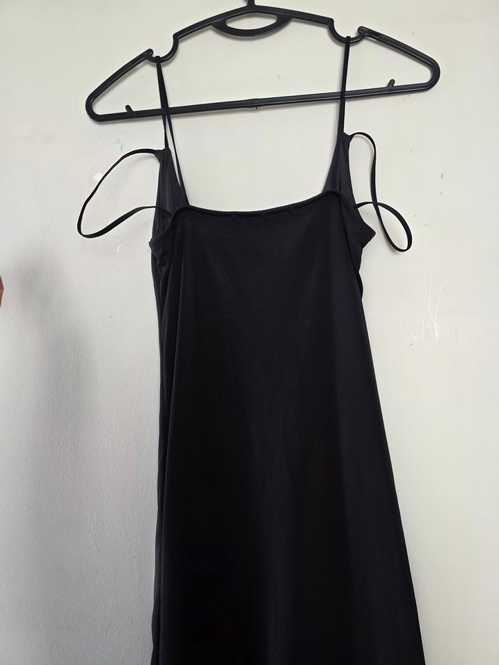Siyah İnce Askılı Mini Elbise - Görsel 3