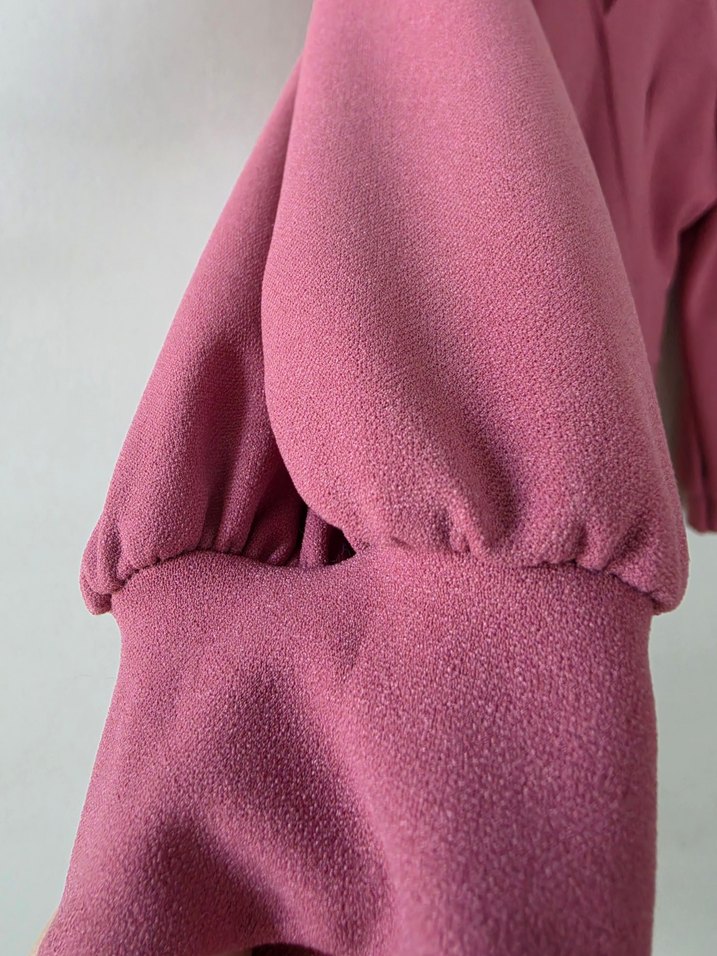 Pembe V Yakalı Midi Triko Elbise - Görsel 5