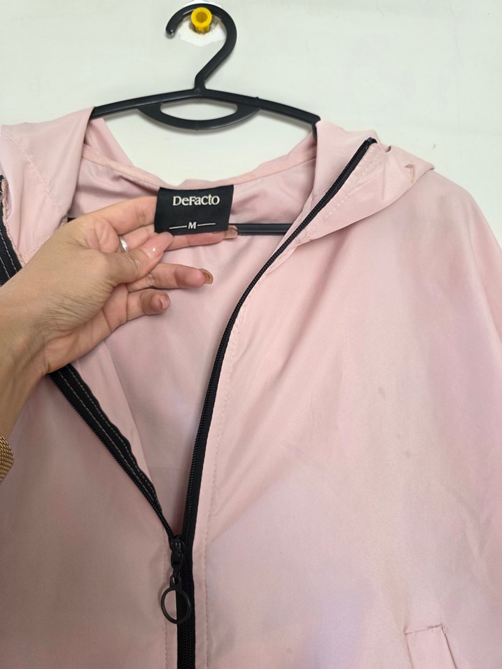 Pembe Midi Boy Kadın Fermuarlı yağmurlukCeket - Görsel 4