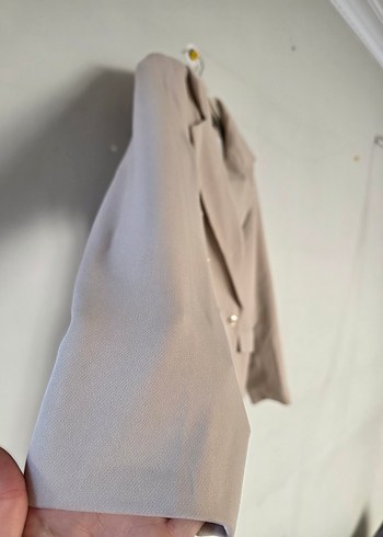 Bej Düğmeli Kadın Midi dar kesim ceket - Görsel 6