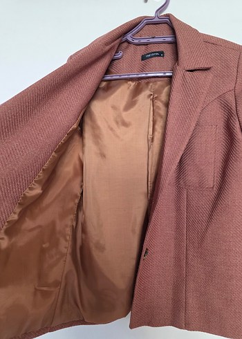 Düğmeli Kahverengi baharlık Kadın ceket - Görsel 3