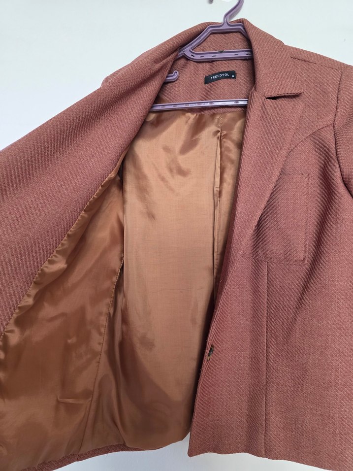 Düğmeli Kahverengi baharlık Kadın ceket - Görsel 3