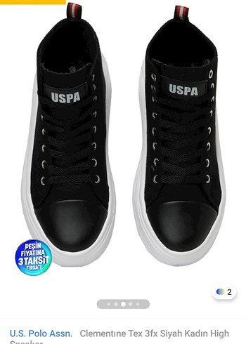 U.S. Polo Assn. Siyah Yüksek Platform Kadın Spor Ayakkabı - Görsel 6