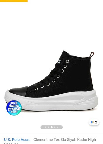 U.S. Polo Assn. Siyah Yüksek Platform Kadın Spor Ayakkabı - Görsel 3