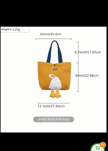 Ördekli bez çanta - Görsel 4