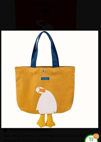 Ördekli bez çanta - Görsel 2