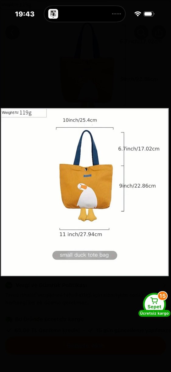 Ördekli bez çanta - Görsel 4