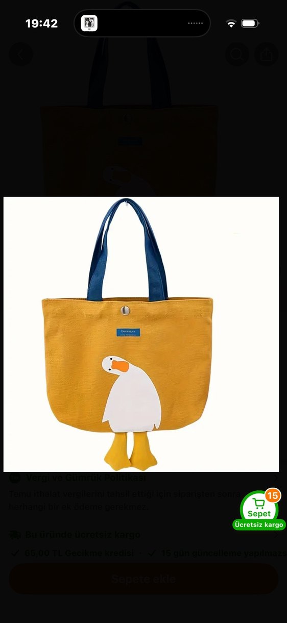 Ördekli bez çanta - Görsel 2