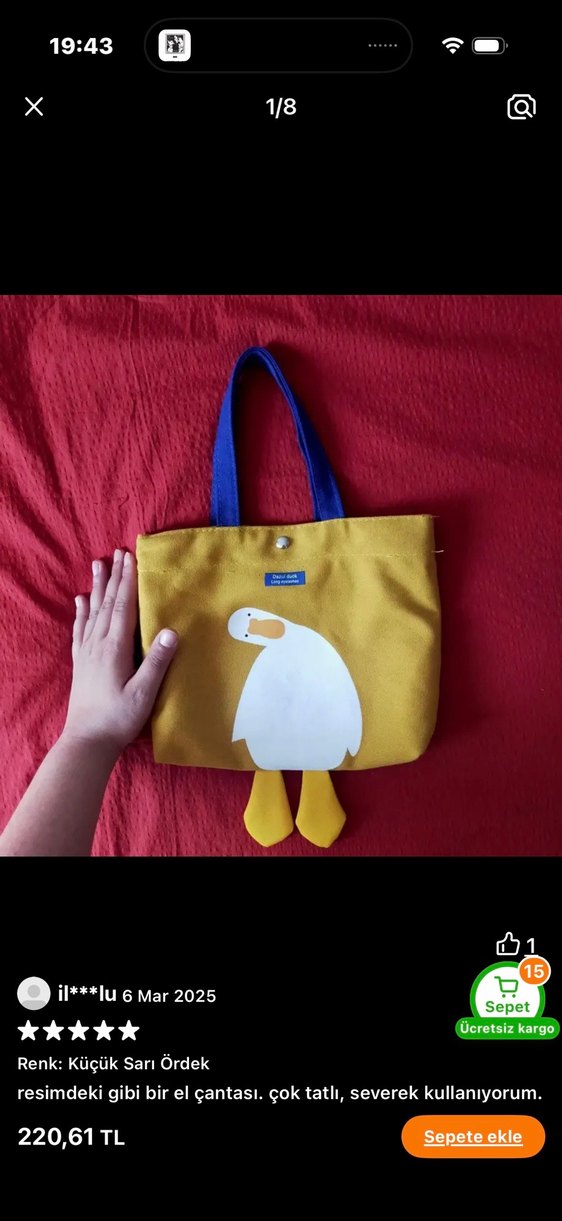 Ördekli bez çanta - Görsel 3