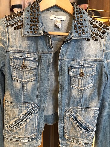 l Beden mavi Renk Mango Jean Ceket