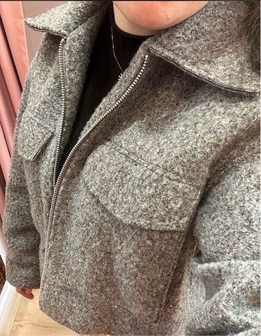 s Beden gri Renk Zara crop ceket