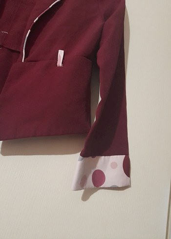 Bordo Kız Çocuk Düğmeli Bolero - Görsel 4