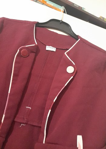 Bordo Kız Çocuk Düğmeli Bolero - Görsel 3