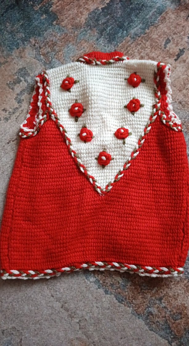 Nakışlı Kırmızı Örgü Kadın Süveter - Görsel 3