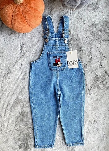 4 Yaş Beden mavi Renk Minnie kot salopet