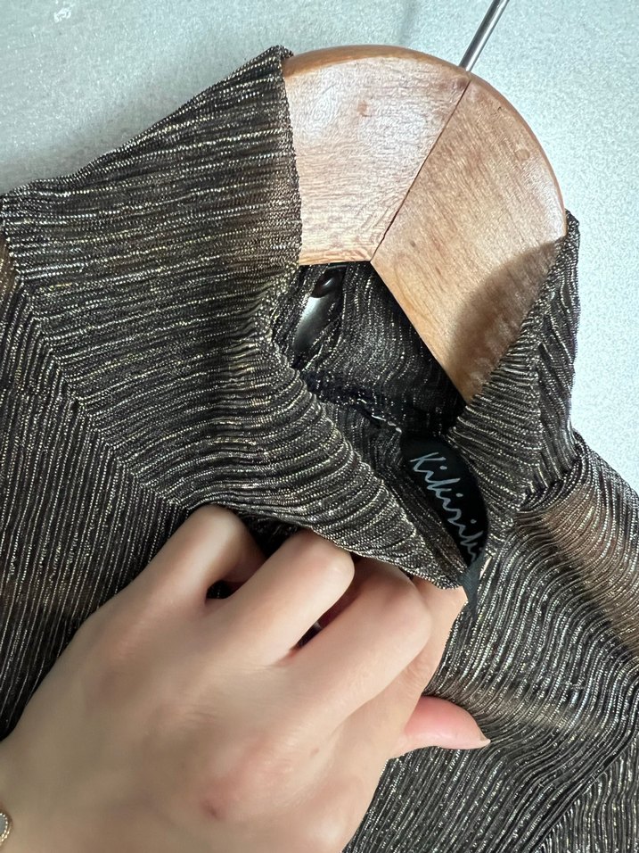 Transparan Parlak Balıkçı Yaka Kadın Bluz ve Pantolon - Görsel 2