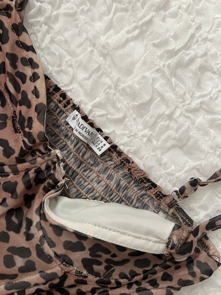 Leopar Desenli Kahverengi stradivarius Büstiyer - Görsel 3