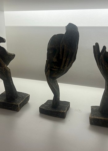 Kahverengi 3 lü Soyut Yüz Heykeli Biblo - Görsel 2