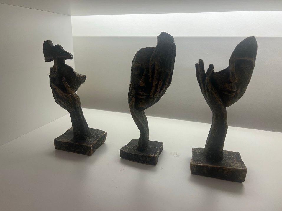 Kahverengi 3 lü Soyut Yüz Heykeli Biblo - Görsel 2