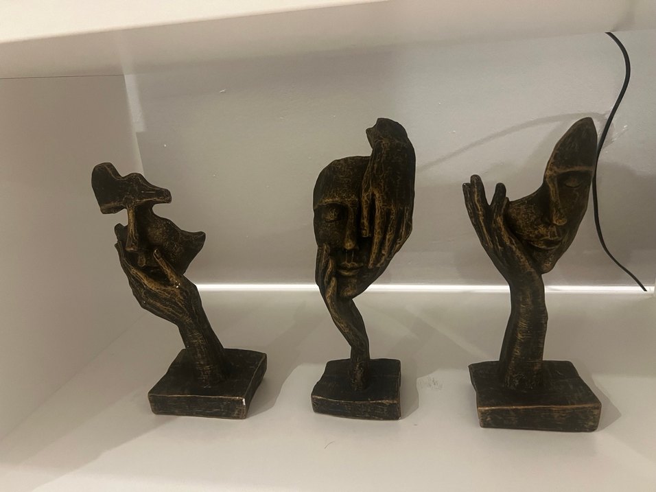 Kahverengi 3 lü Soyut Yüz Heykeli Biblo - Görsel 3