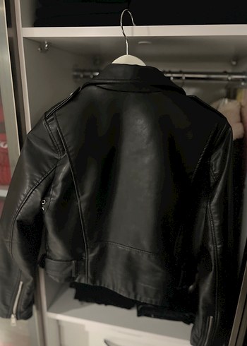 ZARA Siyah Deri Biker Ceket - Görsel 6