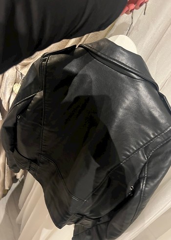 ZARA Siyah Deri Biker Ceket - Görsel 7