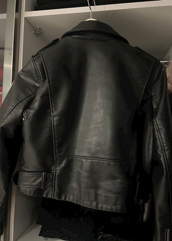 ZARA Siyah Deri Biker Ceket - Görsel 8