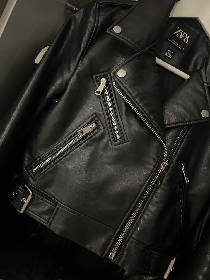 ZARA Siyah Deri Biker Ceket - Görsel 2