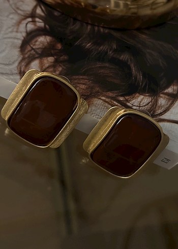 Parlak Kahverengi Büyük Küpeler - Görsel 2