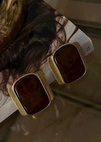 Parlak Kahverengi Büyük Küpeler - Görsel 3