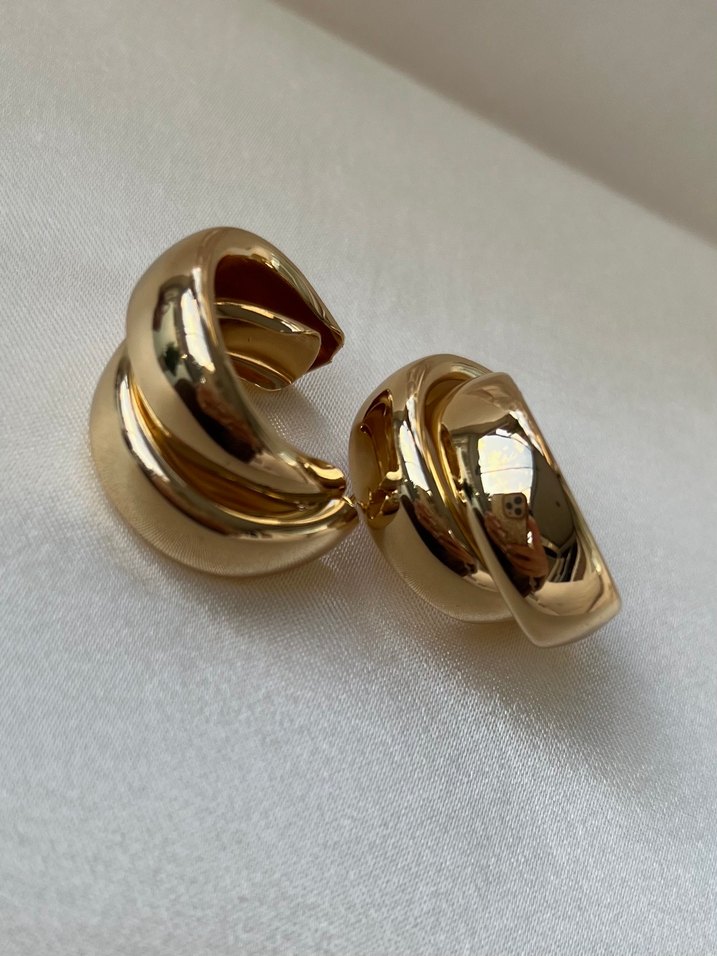 Parlak Gold Küpeler - Görsel 2