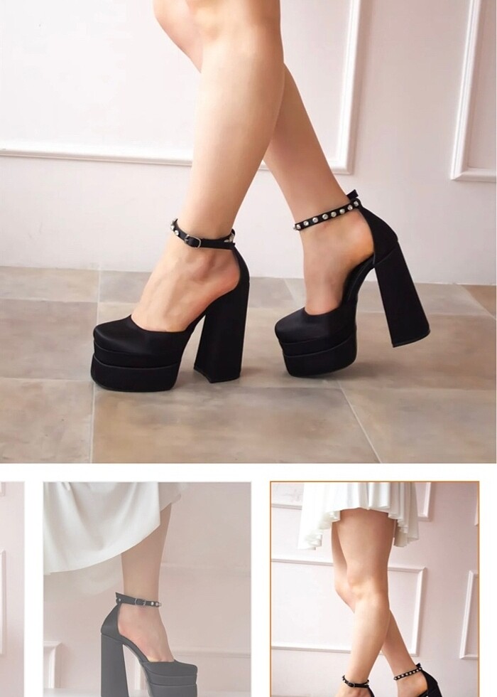 Kadın platform taşlı ayakkabı - Görsel 2